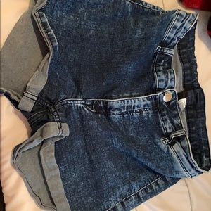 High waisted blue shorts